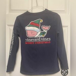 Med 12-14 Kids Vineyard Vines Festive Navy Long Sleeve Tee